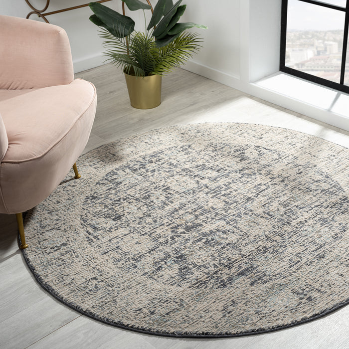 Allen Ayala Transitional Charcoal Round Rug