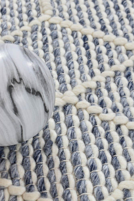 Albino Blue White Wool Rug