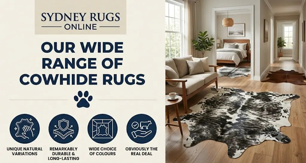 Our wide range of Cowhide Rugs at SydneyRugsOnline