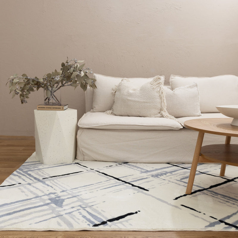 Drizzle Dew Cream Blue Rug