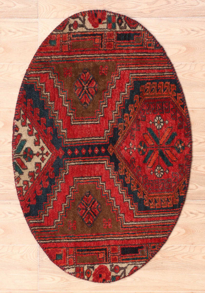 Afshon SY69 Red Black Oval Rug