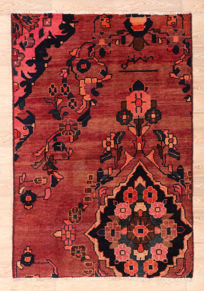 Afshon Persian Hamadan Red Blue Rug