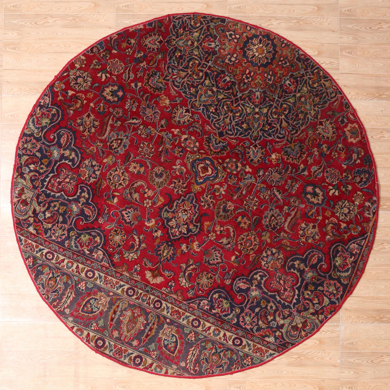 Afshon SY62 Flower Red Blue Round Rug