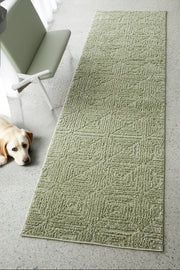Vibration Shilon Green Runner Rug