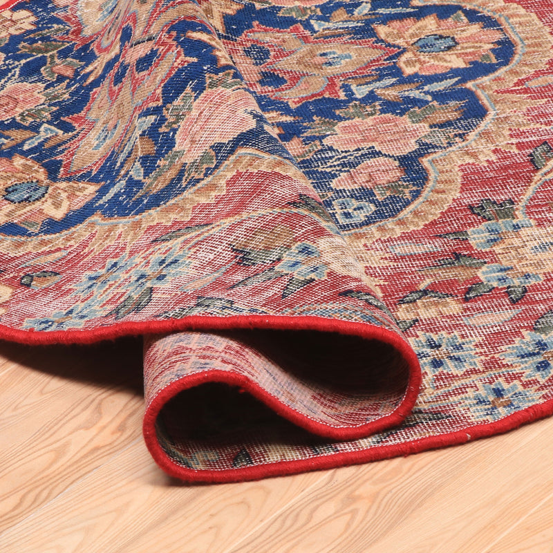 Afshon SY67 Stone wash Red Blue Round Rug