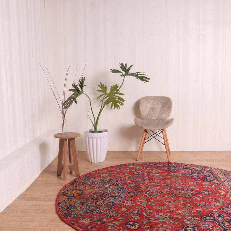 Afshon SY62 Flower Red Blue Round Rug