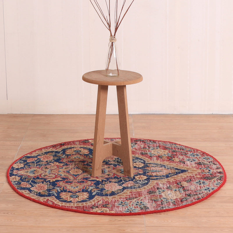 Afshon SY67 Stone wash Red Blue Round Rug