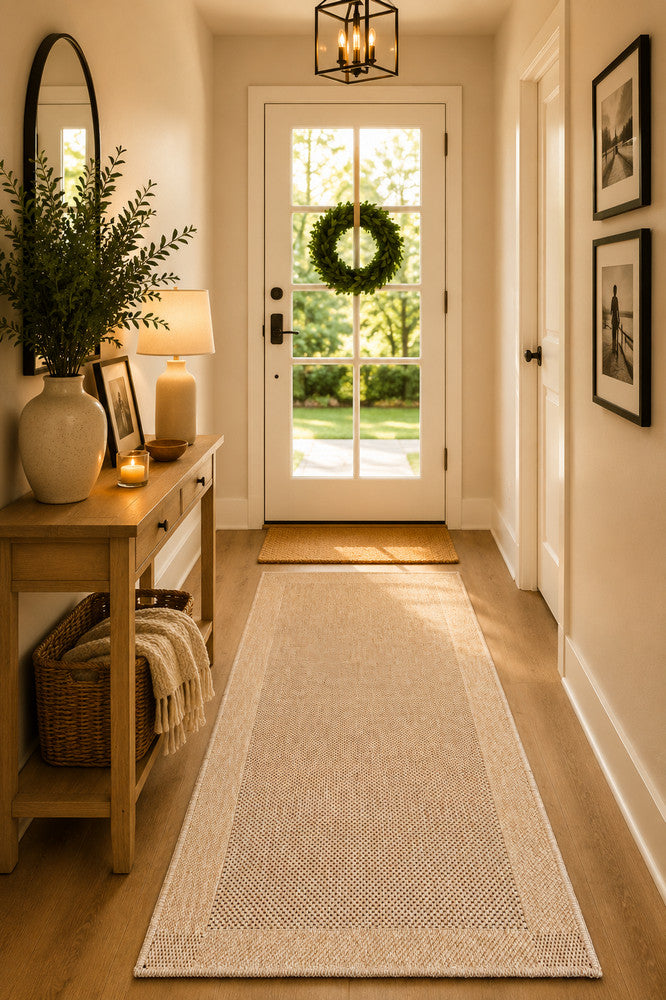 Outdoor Living Sisal Sand Black Rug