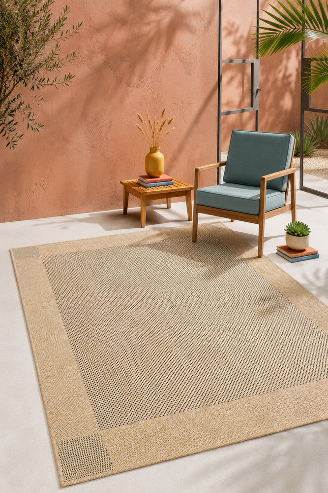 Outdoor Living Sisal Sand Black Rug