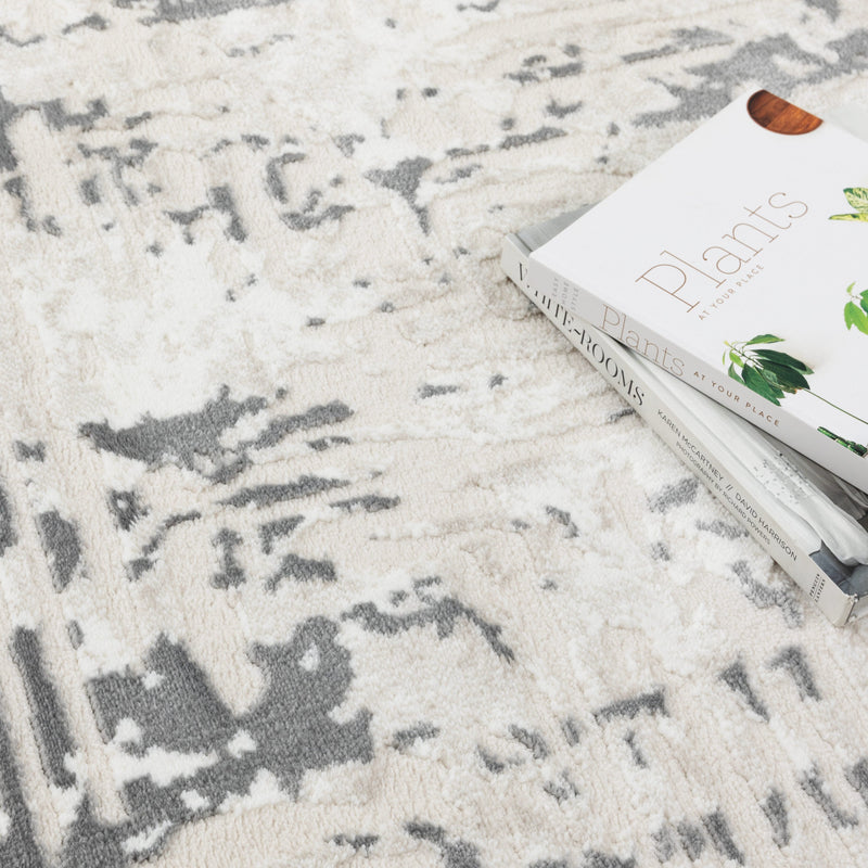 Antique Contemporary Cream Grey Rug