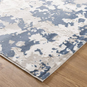Antique Abstract Splash Blue Multi Rug