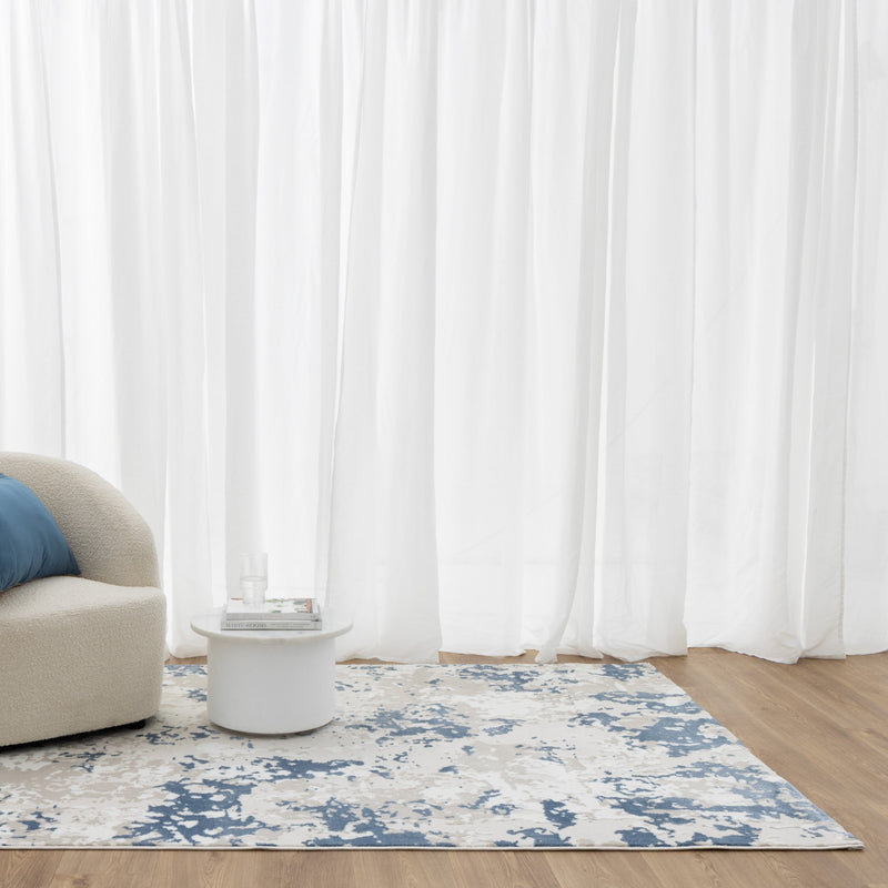 Antique Abstract Splash Blue Multi Rug