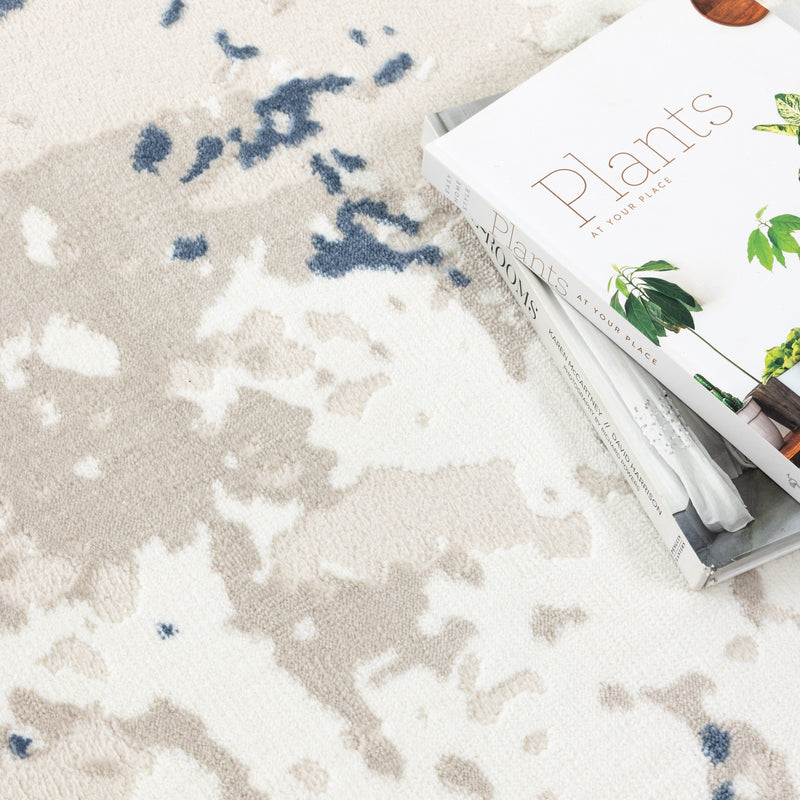 Antique Abstract Splash Blue Multi Rug