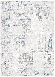 Antique Modern Distressed Lines Blue Multi Rug