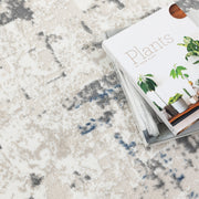 Antique Modern Distressed Lines Blue Multi Rug