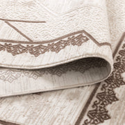 Antique Oriental Border Medallion Cream Brown Rug