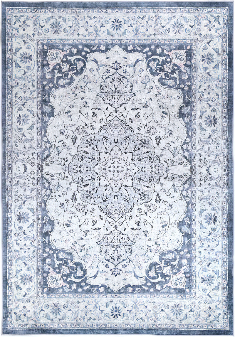 Divine Navy Medallion Non-Slip Rug