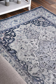 Divine Navy Medallion Non-Slip Rug