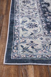 Divine Navy Medallion Non-Slip Rug