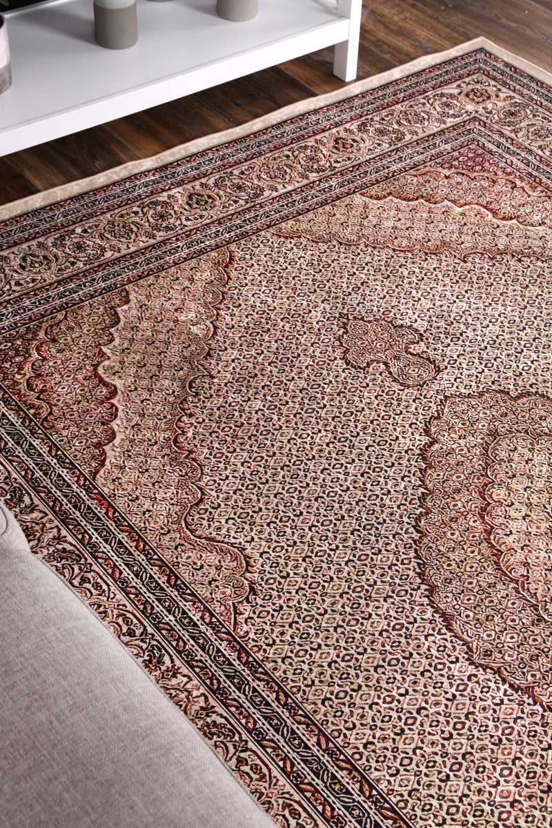 Divine Medallion Red Non-Slip Rug