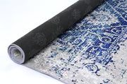 Divine Distressed Navy White Traditional Non-Slip Rug