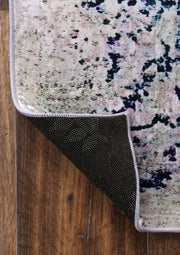 Divine Distressed Navy White Traditional Non-Slip Rug