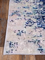 Divine Distressed Navy White Traditional Non-Slip Rug