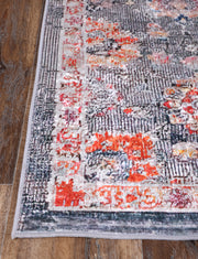 Divine Distressed Floral Grey Multi Non-Slip Rug