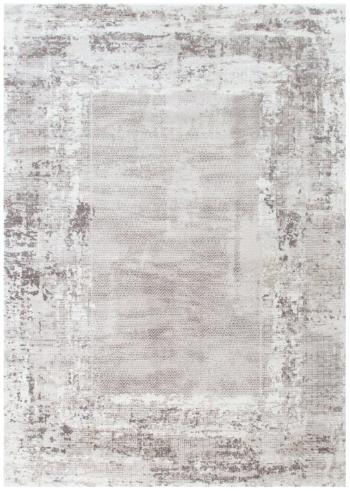 Athena Distressed Border Beige Grey Rug
