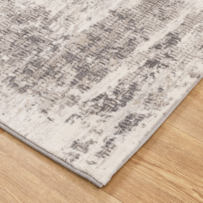 Athena Distressed Border Beige Grey Rug