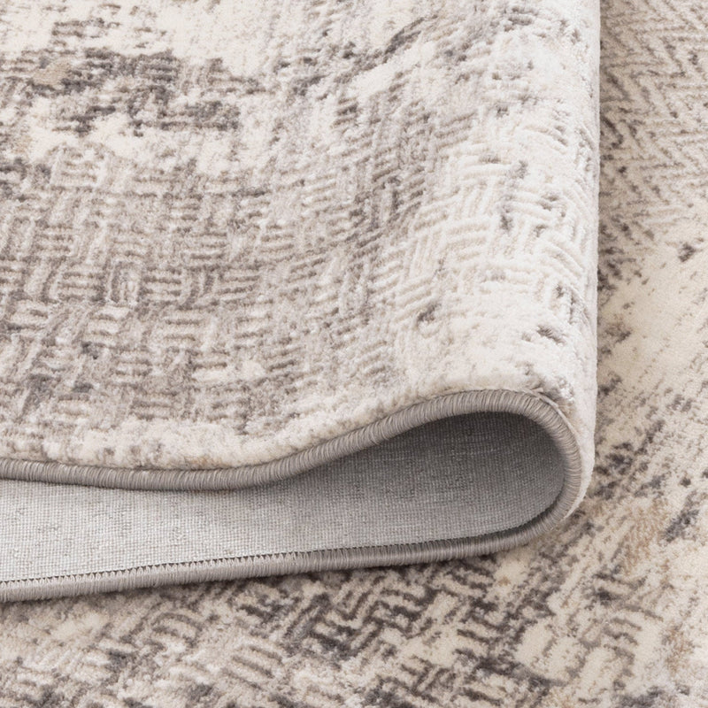 Athena Distressed Border Beige Grey Rug