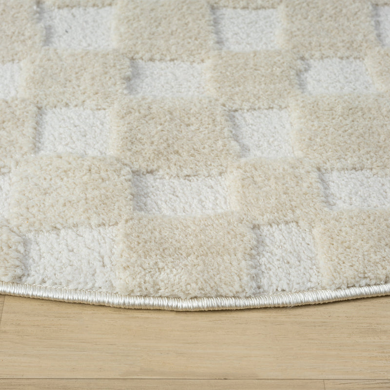 Relish Square Cream Ivory Round Rug