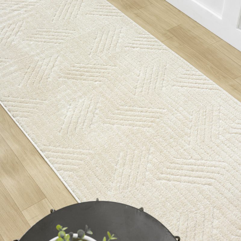 Relish Parallel Stone Ivory Runner Rug