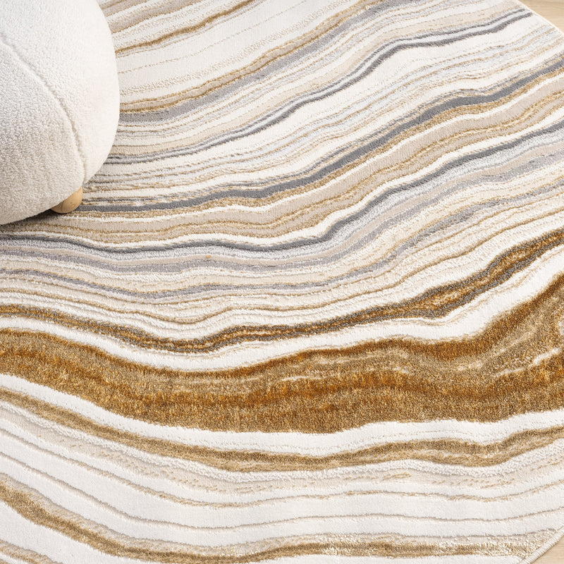 Amber Waxy Stone Round Rug