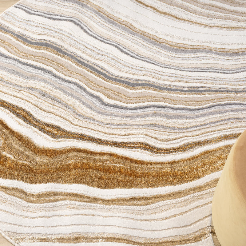 Amber Waxy Stone Round Rug