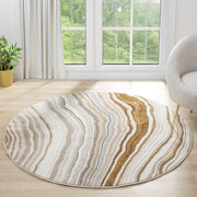 Amber Waxy Stone Round Rug