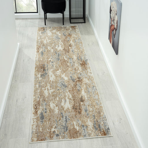 Amber Inward Taupe Runner Rug