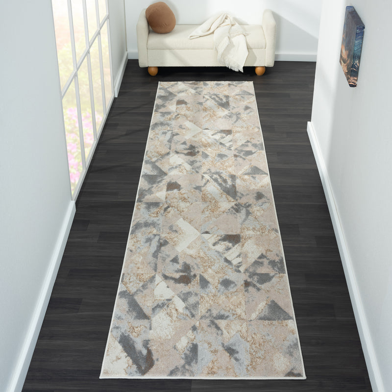 Amber Slate Grey Beige Runner Rug