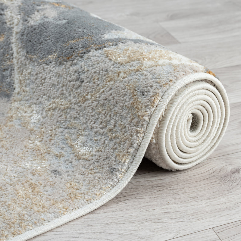 Amber Slate Grey Beige Runner Rug