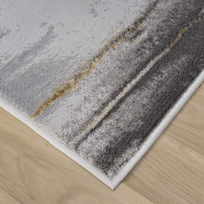 Amber Thunder Slate Grey Gold Runner Rug