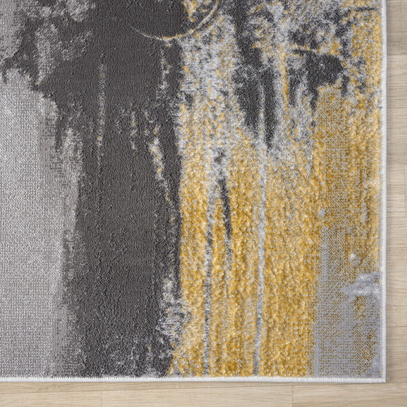 Amber Thunder Slate Grey Gold Runner Rug