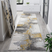 Amber Thunder Slate Grey Gold Runner Rug