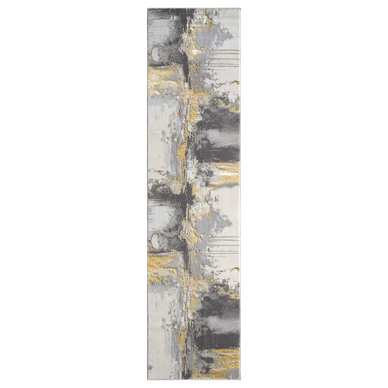 Amber Thunder Slate Grey Gold Runner Rug
