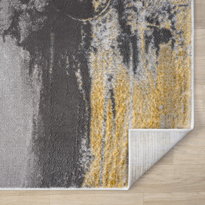 Amber Thunder Slate Grey Gold Runner Rug