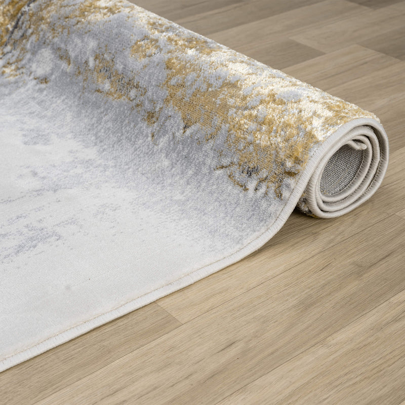 Amber Thunder Slate Grey Gold Runner Rug