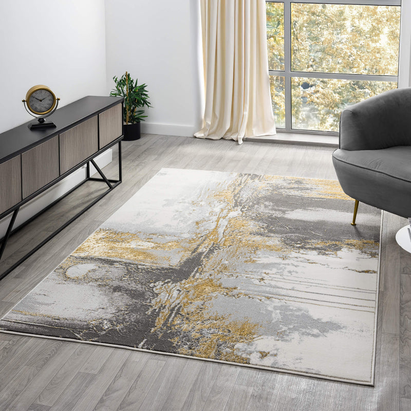 Amber Thunder Slate Grey Gold Rug