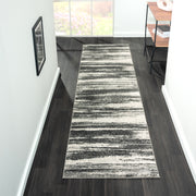 Astor Line Charcoal Runner Rug