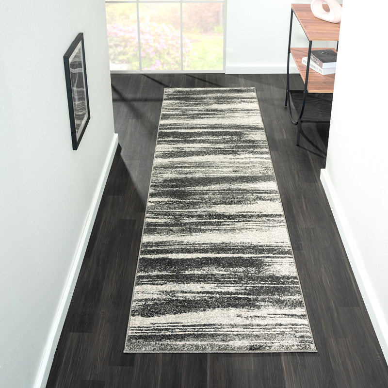 Astor Line Charcoal Runner Rug