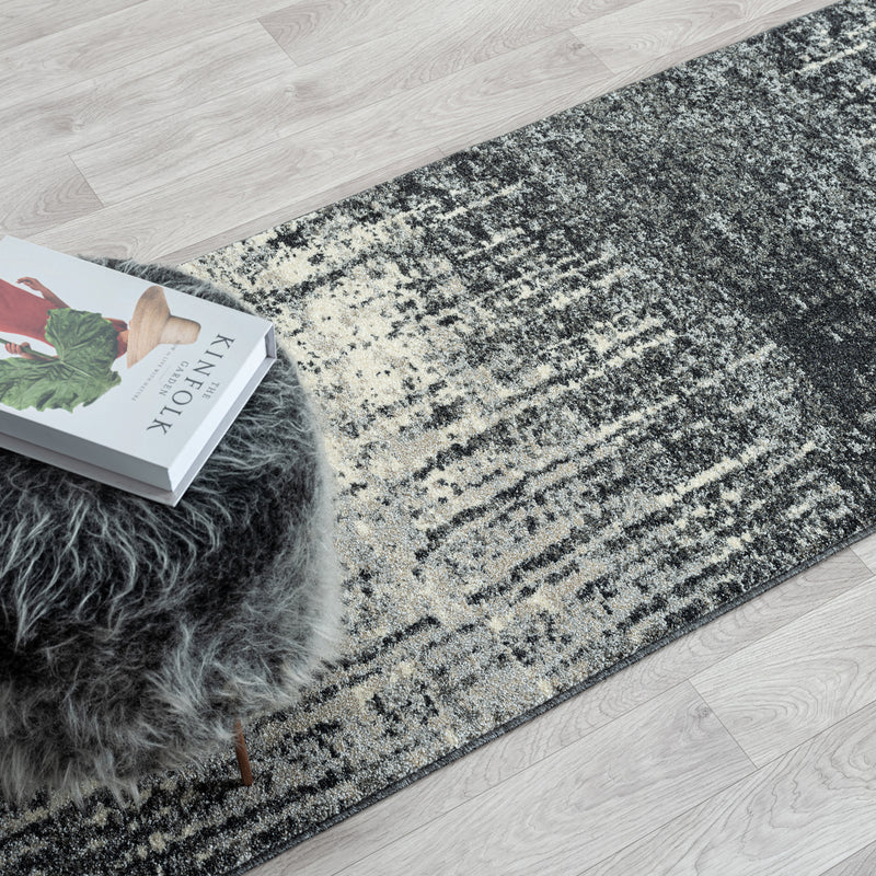Astor Ebony Charcoal Runner Rug