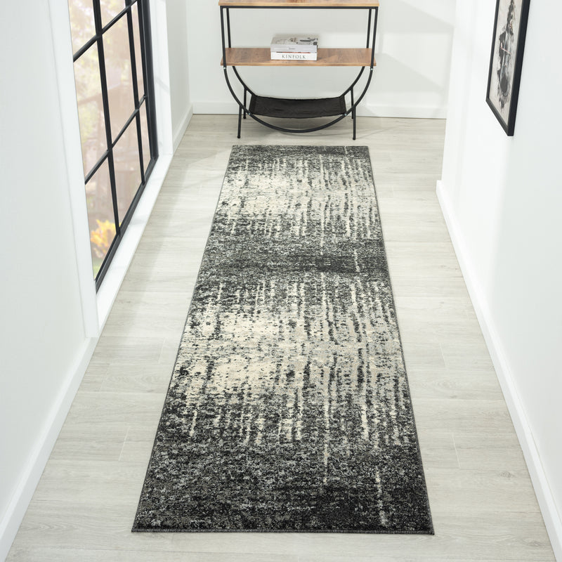 Astor Ebony Charcoal Runner Rug